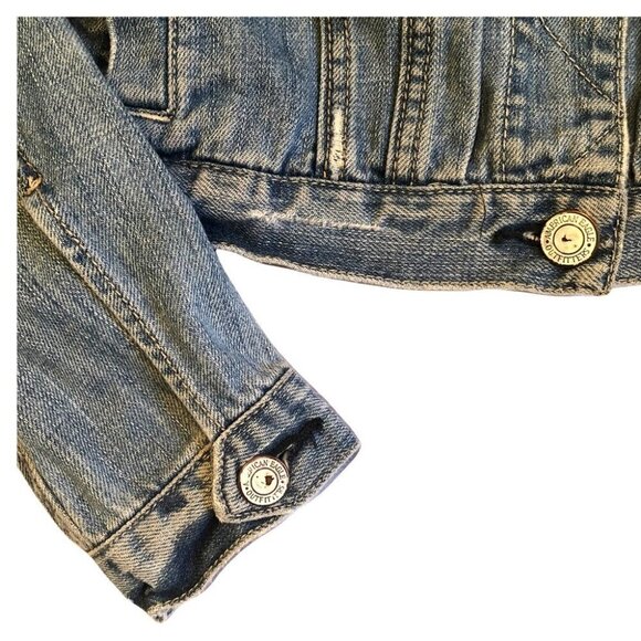 American Eagle Tomgirl  Cropped Denim Jacket Size Sm - Picture 6 of 11